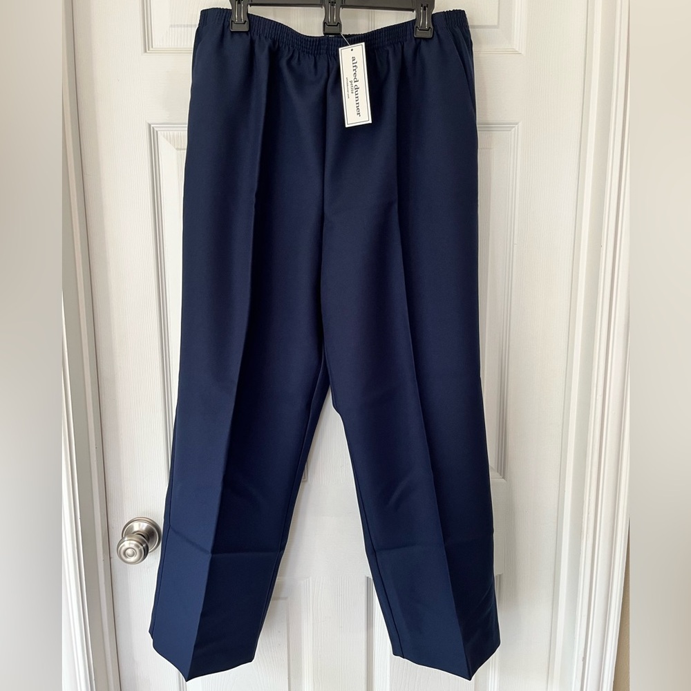 Alfred Dunner Classics Elastic Waist Proportioned Med 18P Navy Blue NWT